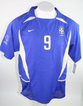 Nike Brasilien Trikot 9 Ronaldo WM 2002 Weltmeister Away Blau Herren XL