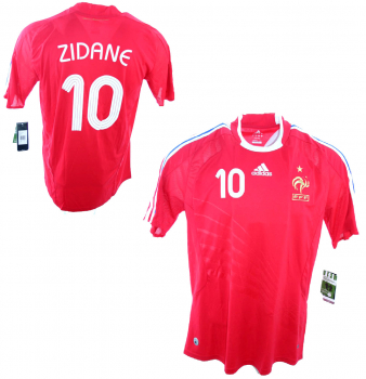 Adidas Frankreich Trikot 10 Zinedine Zidane WM 2006/2008 Rot Neu Herren L