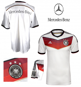 Adidas Germany jersey World Cup 2014 white home match worn Mercedes-Benz men's XL