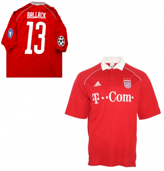 Adidas FC Bayern München Trikot 13 Michael Ballack 2005/06 rot CL Patches T-Com Herren XXL/2XL
