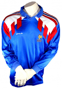 Adidas Frankreich Trikot WM 1990-1992 Blau Langarm Heim Herren L