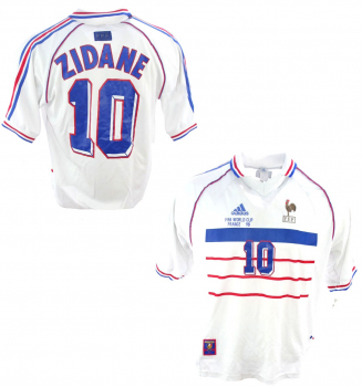 Adidas Frankreich Trikot 10 Zinedine Zidane WM 1998 Weiß Away Herren XS=164cm oder XL