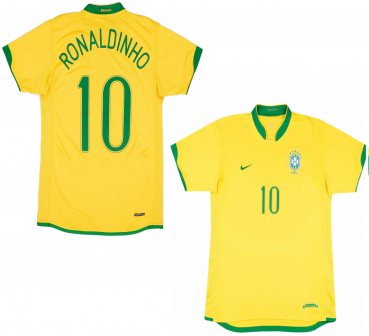Nike Brasilien Trikot 10 Ronaldinho WM 2006 Heim Gelb Herren XL