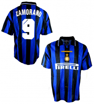 Umbro Inter Mailand Trikot 9 Ivan Zamorano 1996/97 Kurzarm Heim Herren L oder XL