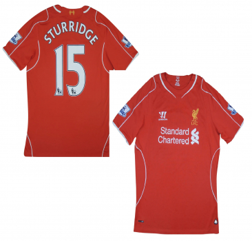 Warrior FC Liverpool jersey 15 Daniel Sturridge 2014/15 home red Standard Chartered men's 2XL/XXL