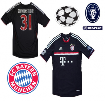 Adidas FC Bayern Munich camiseta 31 Bastian Schweinsteiger 2011/12 negro con patches T-Com senor L