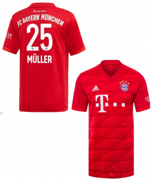Adidas FC Bayern Munich jersey 25 Thomas Müller 2019/20 home red T-com Telekom men's XL