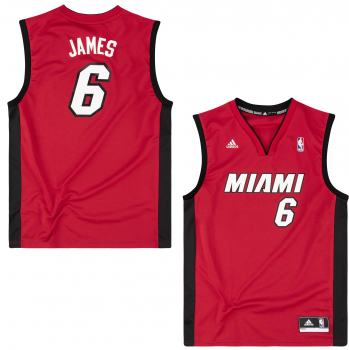 Adidas Miami Heat jersey 6 Lebron James NBA Basketball red men's XL