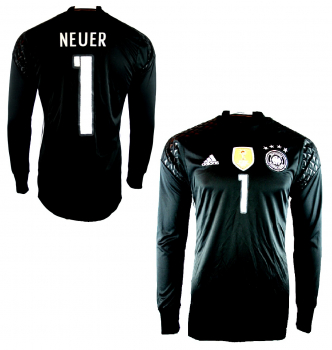 Adidas Deutschland Torwart Trikot 1 Manuel Neuer 2016 Euro Heim DFB Schwarz Kinder 128 cm