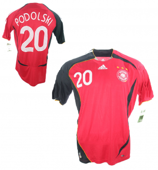 Adidas Deutschland Trikot 20 Lukas Podolski WM 2006 Rot Away DFB Herren XXL/2XL