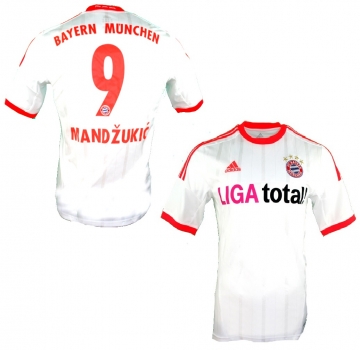 Adidas FC Bayern München Trikot 9 Mario Mandzukic 2012/13 Away Weiß Herren M