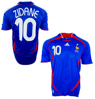 Adidas Frankreich Trikot 10 Zinedine Zidane WM 2006 Heim Blau Herren S/M/L/XL/XXL(176/164/XS)