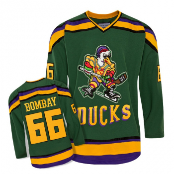 Anaheim Mighty Ducks Trikot 66 Gordon Bombay NHL Film Grün Neu Herren S/M/L/XL/XXL/XXXL