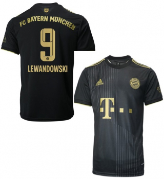 Adidas FC Bayern München Trikot 9 Robert Lewandowski 2021/22 schwarz gold Herren M
