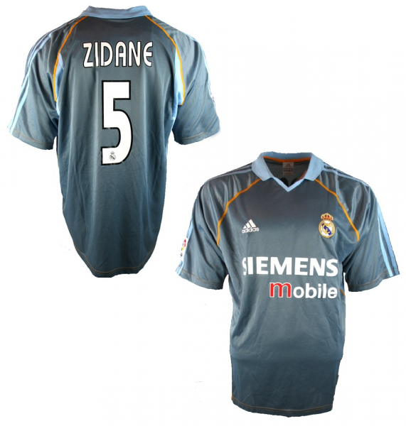 Adidas Real Madrid Trikot 5 Zinedine Zidane 2003/04 Away Grau Herren M