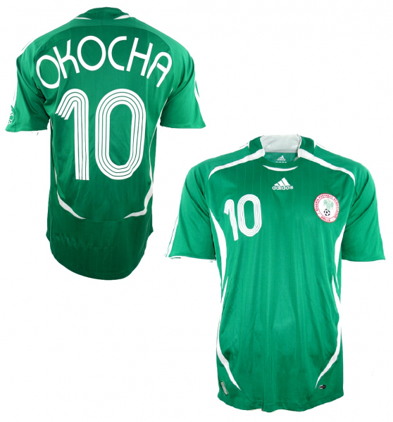 Adidas Nigeria Trikot 10 Jay Jay Okocha WM 2006 Grün Heim Herren S, L oder XL