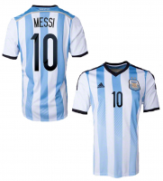 Adidas Argentina jersey 10 Lionel Messi World Cup 2014 home white blue men's M or XL