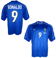 Nike Brasilien Trikot 9 Ronaldo el fenomene WM 1998 98 Away Blau Herren S/M/L/XL/XXL/2XL