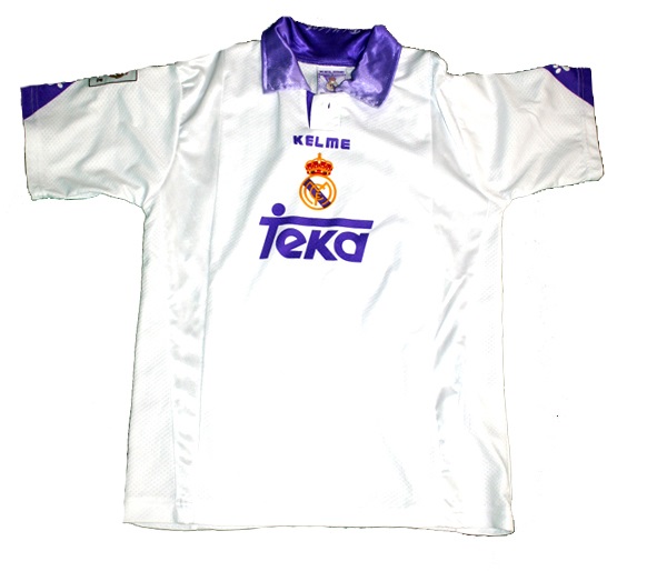 Adidas Real Madrid camiseta 9 Davor Suker con shorts 1996/97 Teka blanco XS=164cm-Talla 12/S/M/L/XL/XXL futbol maillot tricot comprar online shop - spieler-trikot.de retro futbol camiseta maglia maillot online shop
